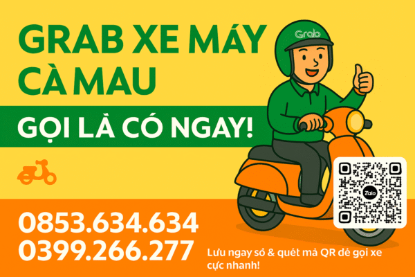 🎉 GRAB – TAXI CÀ MAU: ĐỒNG HÀNH CÙNG BẠN MỌI NẺO ĐƯỜNG! 🌟 Bạn đang cần tìm xe ôm công nghệ Cà Mau, hay một chiếc taxi Cà Mau giá rẻ, hãy gọi ngay chúng tôi – dịch vụ Grab Cà Mau chuyên nghiệp, nhanh chóng và tiết kiệm! 🚀 Dịch vụ có sẵn: 🚗 Grab 4 bánh Cà Mau – xe ô tô đưa đón tận nơi, sạch sẽ, lịch sự 🛵 Grab xe máy Cà Mau – tiện lợi, di chuyển linh hoạt trong nội ô 📞 Số điện thoại Grab Cà Mau: ‣ 0853 634 634 ‣ 0399 266 277