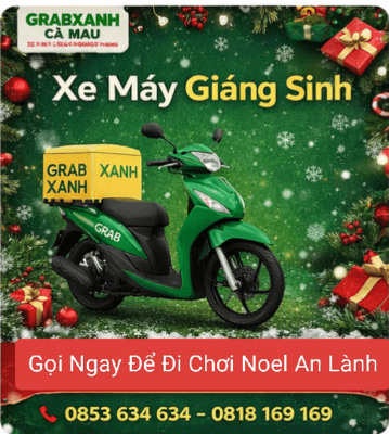 Xe máy GrabXanh Noel Cà Mau